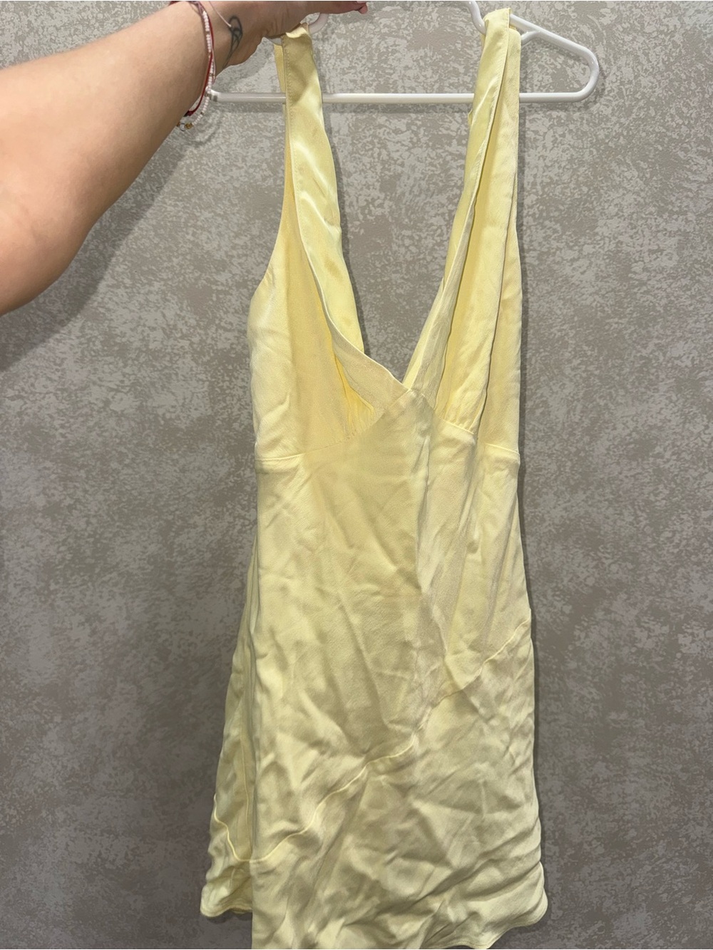 Meshki Pale Yellow Backless Slip Dress